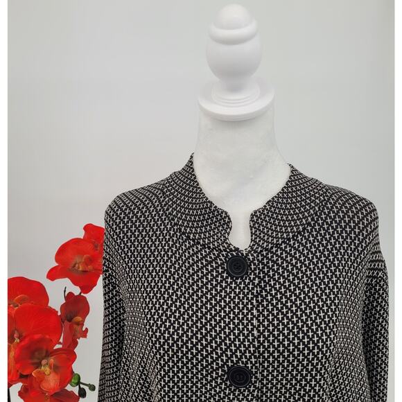 Grace Dane Lewis Womens Black White Geometric Professionals Cardigan Size 1X - Picture 3 of 7